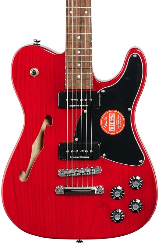 Fender Jim Adkins JA90 Telecaster Thinline Electric Guitar, with Laurel Fingerboard, Crimson Transparent, USED, Blemished, Body Straight Front