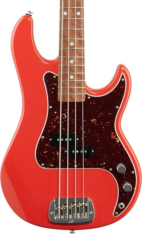 G&L Fullerton Deluxe LB-100 Bass Guitar (with Bag), Fullerton Red, Body Straight Front