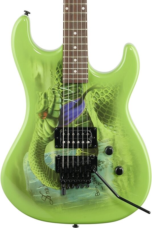 Kramer Snake Sabo Baretta Electric Guitar (with Gig Bag), Snake Green, Custom Graphics, Blemished, Body Straight Front