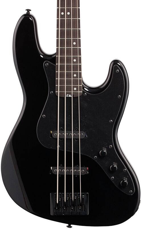 Schecter J4 Electric Bass, Gloss Black, Body Straight Front