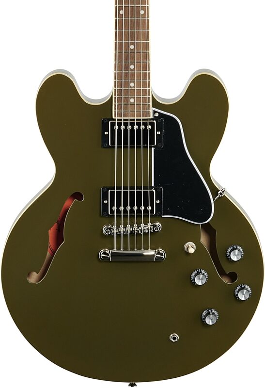 Epiphone Exclusive ES-335 Electric Guitar, Olive Drab Green, Body Straight Front