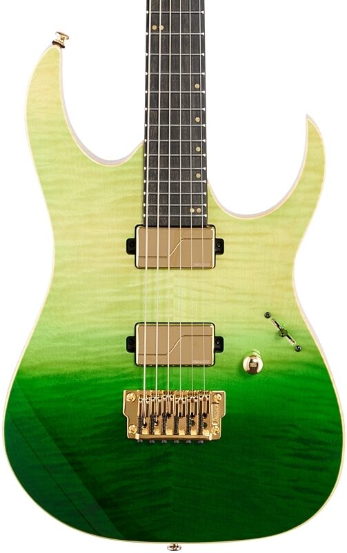 Ibanez Luke Hoskins LHM1 Electric Guitar (with Gig Bag), Transparent Green, Body Straight Front