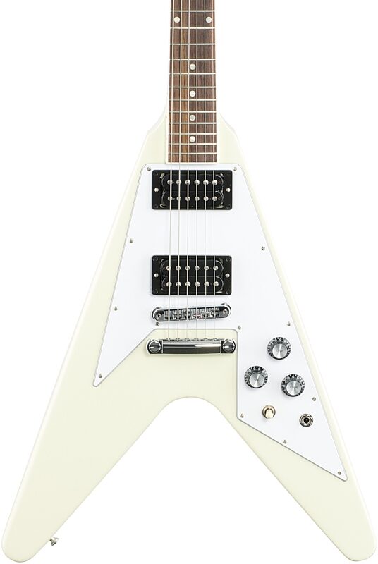Gibson '70s Flying V Electric Guitar (with Case), Classic White, Body Straight Front