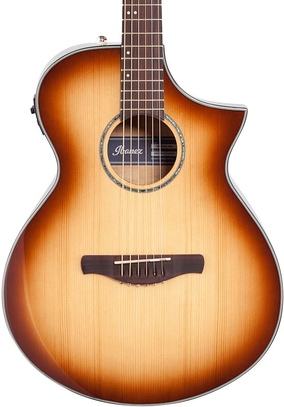 Ibanez AEWC300 Acoustic-Electric Guitar, Natural Brown Burst, Body Straight Front