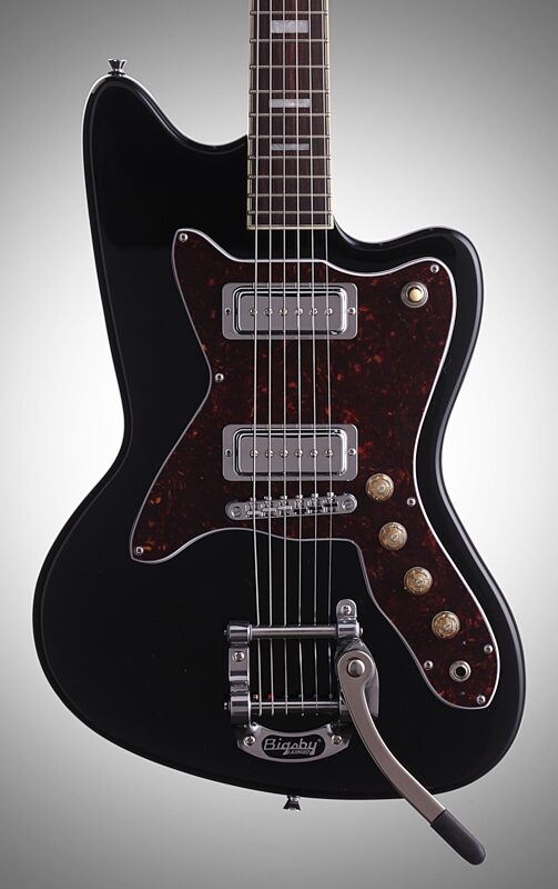 Silvertone Classic 1478 Electric Guitar, Black, Body Straight Front