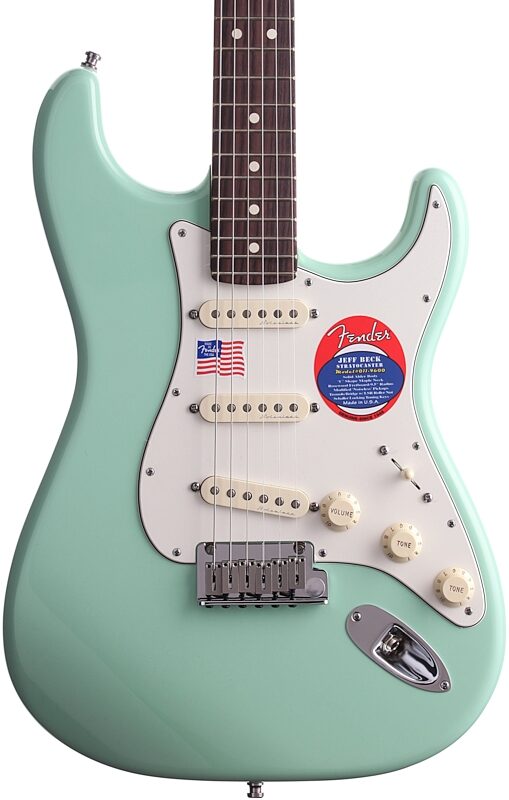 Fender Jeff Beck Stratocaster Electric Guitar (with Case), Surf Green, Body Straight Front