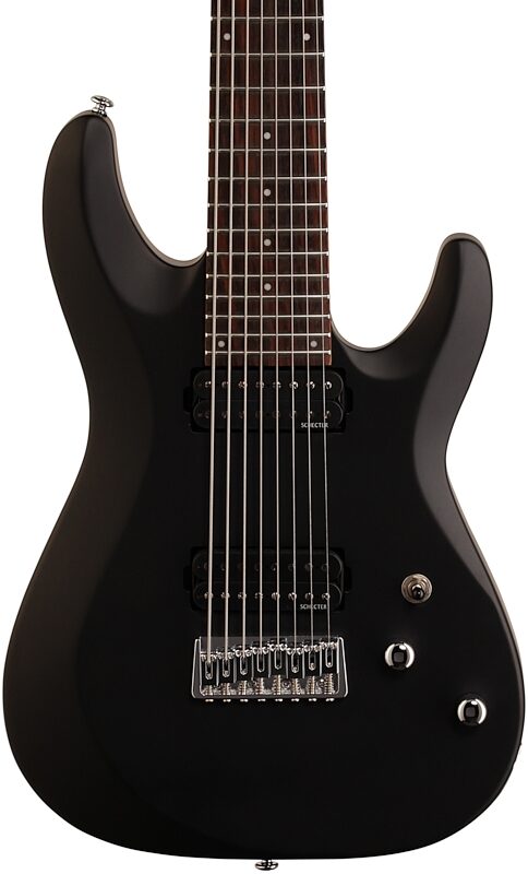 Schecter C-8 Deluxe Electric Guitar, Satin Black, Body Straight Front
