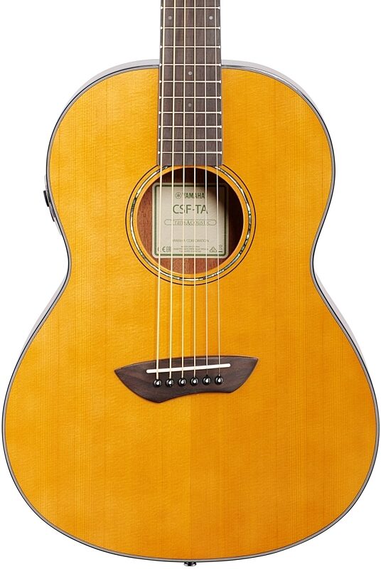 Yamaha CSF-TA TransAcoustic Parlor Acoustic Guitar, Vintage Natural, Body Straight Front