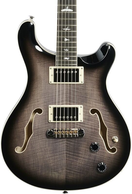 PRS Paul Reed Smith SE Hollowbody II Electric Guitar (with Case), Charcoal Burst, Body Straight Front