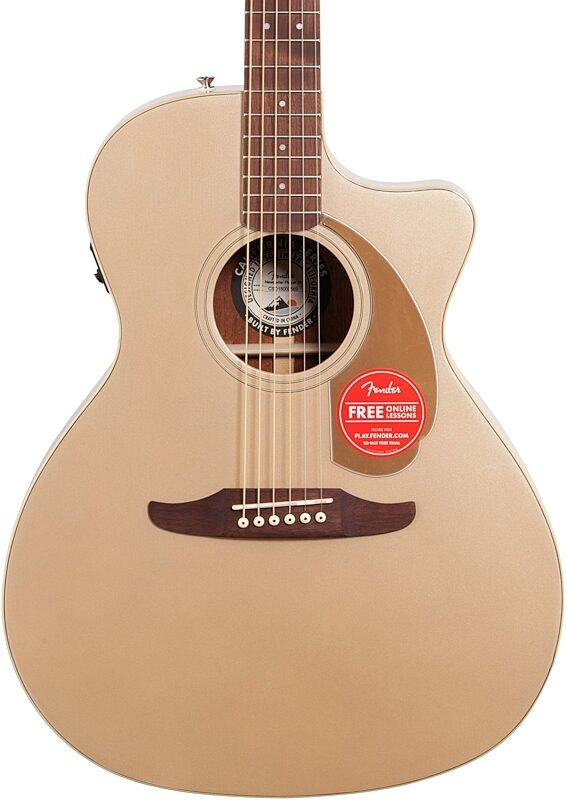 Fender Newporter Player Acoustic-Electric Guitar, Champagne, Body Straight Front