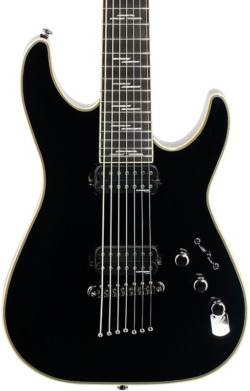 Schecter C-7 Blackjack Electric Guitar, 7-String, Gloss Black, Body Straight Front