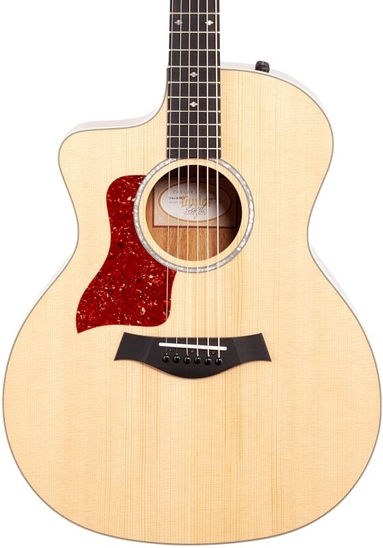 Taylor 214ce Koa Deluxe GA Acoustic-Electric Guitar, Left-Handed (with Case), New, Body Straight Front