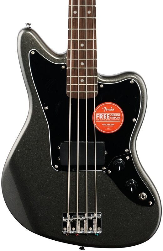 Squier Affinity Jaguar H Electric Bass, Laurel Fingerboard, Charcoal Frost, Body Straight Front