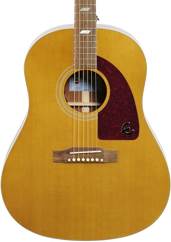 Epiphone Masterbilt Texan Acoustic-Electric Guitar, Antique Natural Aged Gloss, Blemished, Body Straight Front