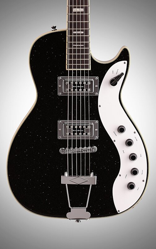 Silvertone Classic 1423 Jupiter Electric Guitar, Blackgold Metallic, Body Straight Front
