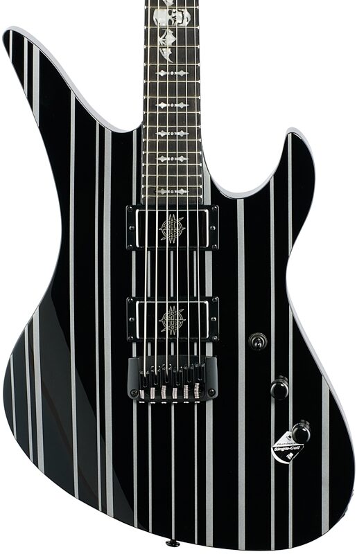 Schecter Synyster Gates Custom HT Electric Guitar, Gloss Black with Silver Stripes, Body Straight Front