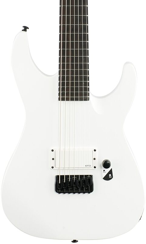 ESP LTD M-7BHT Baritone Electric Guitar, 7-String, Snow White Satin, Body Straight Front