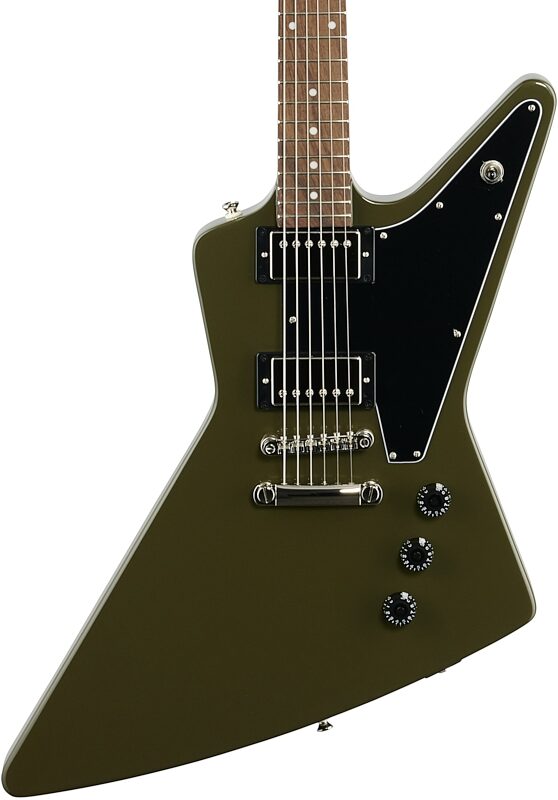 Epiphone Exclusive Explorer Electric Guitar, Olive Drab Green, Body Straight Front