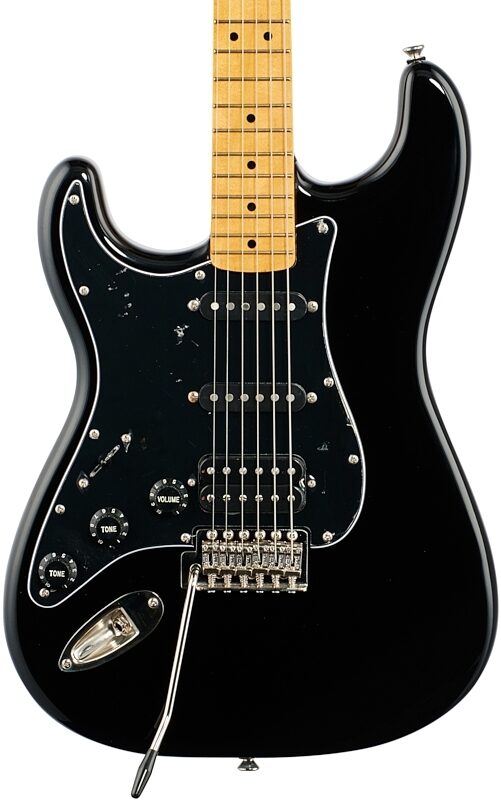 Squier Classic Vibe '70s Stratocaster HSS Electric Guitar, Maple Fingerboard, Left-Handed, Black, Body Straight Front