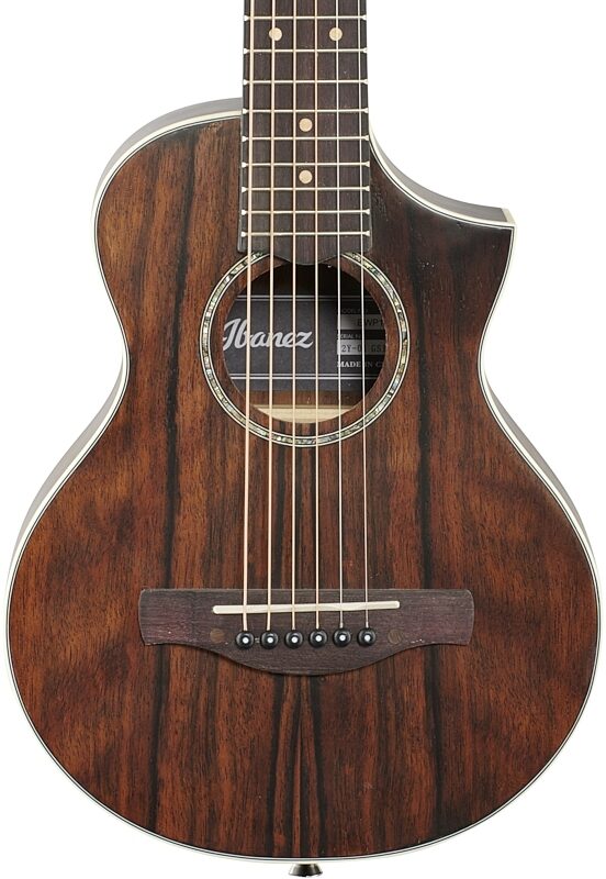 Ibanez EWP13 Piccolo Acoustic Guitar, Dark Brown Open Pore, Body Straight Front