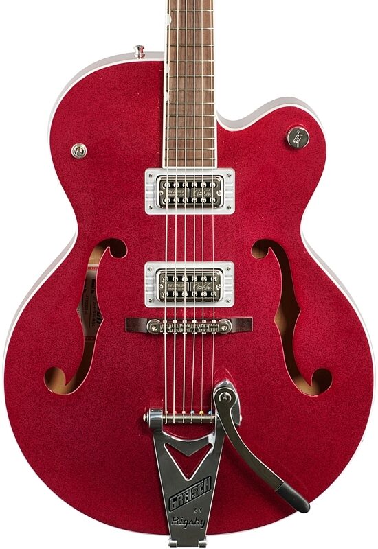 Gretsch G6120T-HR Brian Setzer Signature Hot Rod Hollow Body with Bigsby (with Case), Magenta Sparkle, Body Straight Front