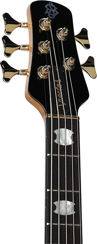Spector Euro5 LX Electric Bass, 5-String (with Gig Bag), Poplar Burl, Headstock Left Front