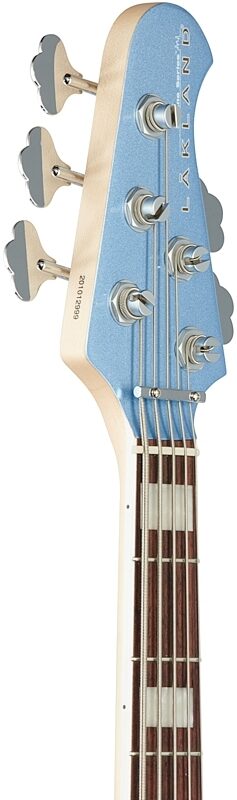 Lakland Skyline 55-60 Custom Laurel Fretboard Bass Guitar, Lake Placid Blue, Headstock Left Front