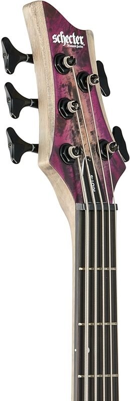 Schecter RIOT-5 5-String Electric Bass, Satin Aurora Burst, Headstock Left Front