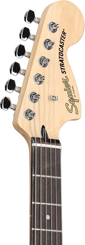 Squier Affinity Strat HSS Electric Guitar Pack, Maple Fingerboard, Charcoal Frost Metallic, Headstock Left Front