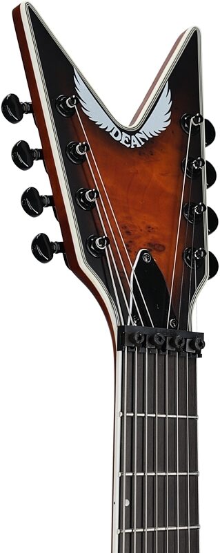 Dean ML Select 8 MS Kahler Electric Guitar, 8-String (with Case), Satin Natural Black Burst, Headstock Left Front