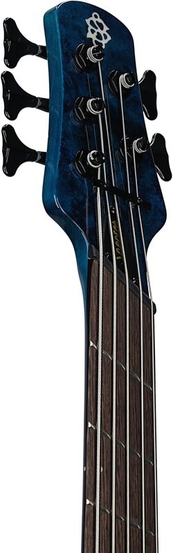Spector NS Dimension Multi-Scale 5-String Bass Guitar (with Bag), Black and Blue Gloss, Headstock Left Front