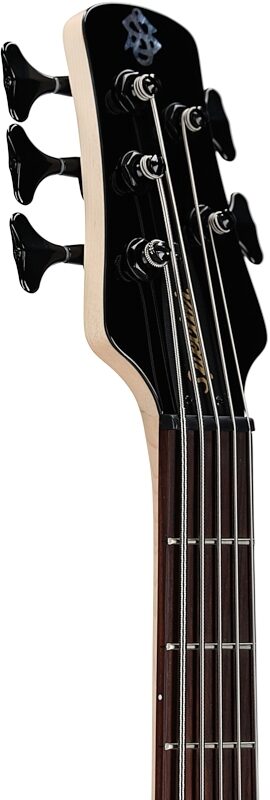 Spector Bantam 5 Medium-Scale Bass Guitar (with Bag), Black Cherry Gloss, Headstock Left Front