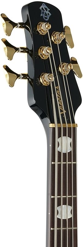 Spector Euro5 Classic Bass Guitar (with Bag), Solid Black Gloss, Headstock Left Front