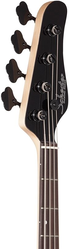 Schecter J4 Electric Bass, Gloss Black, Headstock Left Front