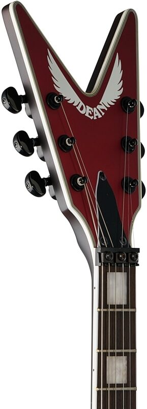 Dean V Select 24 Kahler Electric Guitar, Metallic Red Satin, Headstock Left Front