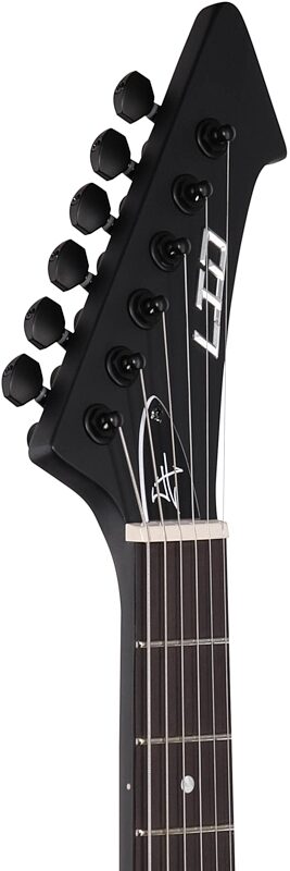 ESP LTD James Hetfield Snakebyte Electric Guitar (with Case), Satin Black, Headstock Left Front