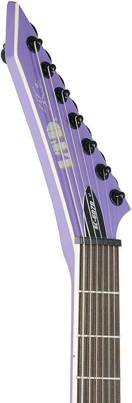 ESP LTD SC-607 Baritone Stephen Carpenter 7-String Electric Guitar (with Case), Purple, Headstock Left Front