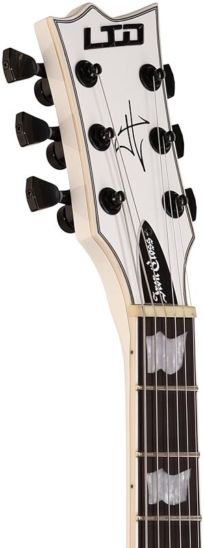 ESP LTD James Hetfield Iron Cross Electric Guitar (with Case), Snow White, Headstock Left Front