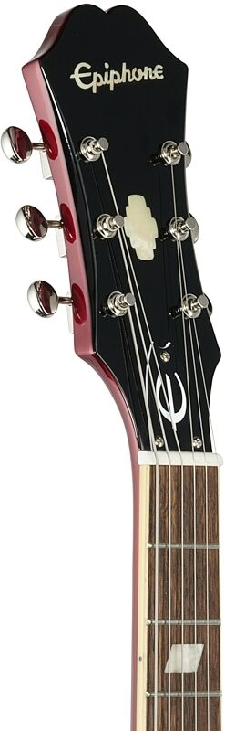 Epiphone Riviera Semi-Hollowbody Archtop Electric Guitar, Sparkling Burgundy, Headstock Left Front