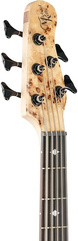 Michael Kelly Pinnacle 5 Custom Electric Bass Guitar, Custom Burl, Headstock Left Front