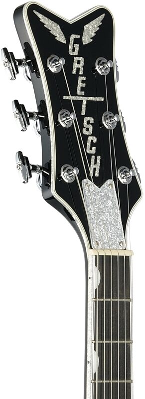 Gretsch G6636TSL Silver Falcon Center Block Electric Guitar (with Case), Black, Headstock Left Front