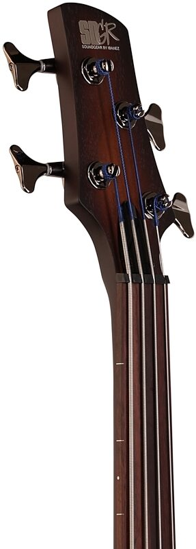 Ibanez SRF700 Portamento Fretless Electric Bass, Brown Burst Flat, Headstock Left Front