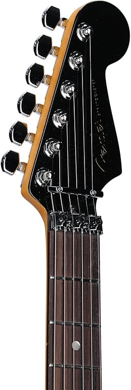 Fender American Ultra Luxe Stratocaster FR HSS Electric Guitar (with Case), Mystic Black, Headstock Left Front