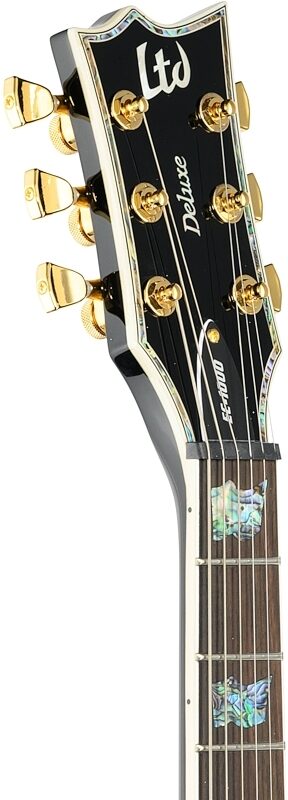 ESP LTD EC-1000 Deluxe Series Electric Guitar, Black, Headstock Left Front
