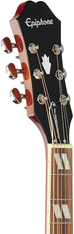 Epiphone Hummingbird Studio Acoustic-Electric Guitar, Faded Cherry, Headstock Left Front