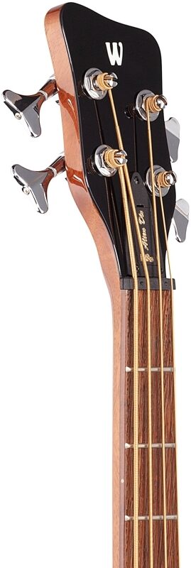 Warwick RockBass Alien Deluxe Thinline Acoustic-Electric Bass (with Gig Bag), Natural, Headstock Left Front