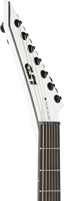 ESP LTD M-7BHT Baritone Electric Guitar, 7-String, Snow White Satin, Headstock Left Front