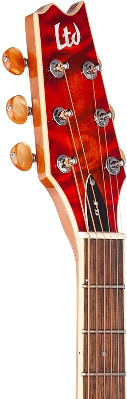 ESP LTD TL-6QM Acoustic-Electric Thinline Electric Guitar, Tiger Eye, Headstock Left Front