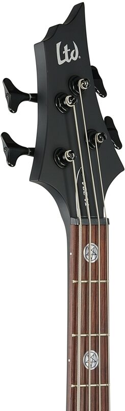 ESP LTD Tom Araya TA204FRX Electric Bass, Black Satin, Headstock Left Front