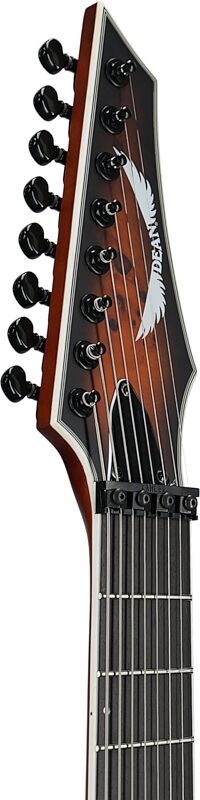 Dean Exile Select 8 Multi-Scale Kahler Electric Guitar, 8-String (with Case), Natural Black Burst, Headstock Left Front